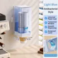 Wall-mounted light blue paper cup dispenser with dustproof lid and transparent window - Wall-mounted Large Style / Silver Ion Version / Light Blue Zircon