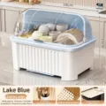 Extra large lake blue kitchen dish drying rack with lid and drain board storage - Extra Large / Lake Blue