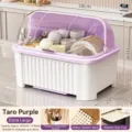Extra large taro purple kitchen dish drying rack with protective lid and drainage tray - Extra Large / Taro Purple