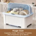 Extra large lake blue kitchen dish drying rack with transparent lid and built-in drain tray - Huge Size / Lake Blue