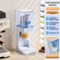 Premium light blue desktop disposable paper cup dispenser with dustproof top lid - Desktop Small Style / Silver Ion Version / Light Blue Zircon