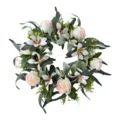 Realistic artificial rose and lily floral wreath for home wall and wedding decoration - Light Pink Roselle Rose Lily Wreath (HHLSMG60) / Light Pink