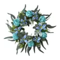 Artificial blue rose and lily wreath for home decoration and wedding ceremony door hanging - Blue Roselle Rose Lily Wreath (HHLSMG60) / Blue