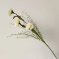 Tige d'oeillet artificiel crème à trois têtes avec feuillage vert pour la décoration - Light jaune