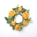 Elegante corona de velas con rosas naranjas para bodas románticas y decoración de mesas - Naranja