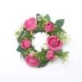 Corona romántica de rosas artificiales rosa para decoración de centro de mesa de boda - Rosa rojo