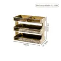 3-tier 30cm desktop hot pot ingredient prep rack, multi-functional food tray organizer - Triple Layer / Metallic Style / Cream