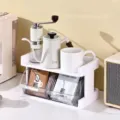Ivory white 2-layer desktop storage rack for coffee capsules and tea bags organizer - 2-Tier / Ivory