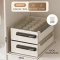 Two-tier stackable drawer underwear organizer with 24 grids for socks and bras - Jumbo (1+24 Grids) / Double Layer (43x27x32.5cm) / Cream White