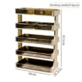 5-tier kitchen food prep organizer rack with transparent trays measuring 30x18.5x43.5cm - 5 Tiers / Metallic Style / Cream