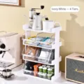 Ivory white 4-tier desktop organizer rack for coffee capsules and tea bag storage - 4 Tiers / Ivory
