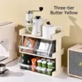 3-tier cream yellow multi-functional desktop organizer for coffee capsules and tea bags - Triple Layer / Creamy Yellow