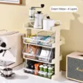 Four-tier cream yellow desktop organizer rack for coffee capsules and tea bags storage - 4 Tiers / Creamy Yellow