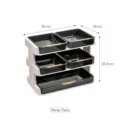 3-tier kitchen food prep organizer rack with transparent drawers and dimensions - Triple Layer / Metallic Style / White