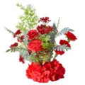 Elegante arreglo de rosas y hortensias artificiales rojas para decoración de bodas - 60CM / Rojo