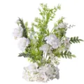 Elegante composizione di rose bianche e ortensie artificiali per decorazioni nuziali - 60CM / Bianco