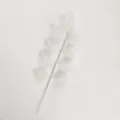 Makrodetail der schimmernden weißen Glitzertextur auf einem festlichen Blattzweig - Weiß