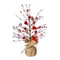 Árbol decorativo de bayas de corazón para San Valentín con base de tela de arpillera - Adorno de Corazón