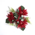 Red artificial chrysanthemum candle ring wreath for elegant wedding table centerpiece decor - Red