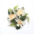 Cream artificial chrysanthemum candle wreath with mixed greenery for wedding decor. - Champagne