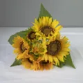 Handcrafted yellow artificial sunflower bouquet for home interior decor and gifts - Yellow