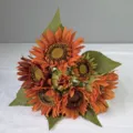 Vintage orange artificial sunflower bouquet for autumn home table centerpiece decor - Orange