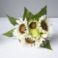 Elegant handcrafted artificial white sunflower bouquet for premium home interior decor - White