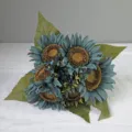 Elegant teal blue artificial sunflower bouquet for home decor and floral arrangements - Blue