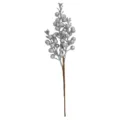 Branche de baies d'argent artificielles décoratives avec finition pailletée - 3 Branches / Argent