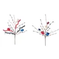 Red, white, and blue patriotic berry star picks for Independence Day home party decorations - Set of 2 Styles