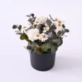 Künstliche retro Topfrose Kamille Blumen Bonsai Desktop Heimtextilien Dekoration - Weiß