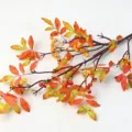 Lifelike artificial Nandina domestica berry branch with vibrant autumn leaves decoration - Yellow