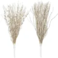 Gold glitter decorative branches with beads for Christmas tree decoration, 43cm - 16 Pcs Set / Champagne Gold