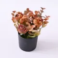 Kunstblumen Topfpflanzen retro Rosen Gänseblümchen für Heimdekoration Tischdekoration - Orange