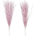 Lot de 16 branches décoratives pailletées roses de 43 cm pour Noël - Lot de 16 Pièces / Rose