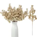 Gold glitter artificial berry branches Christmas decorative floral picks for vase decor. - Champagne Gold 36-Piece Set