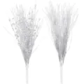 Tiges argentées pailletées de 43 cm pour sapin de Noël, lot de deux styles brillants. - Lot de 16 Pièces / Argent