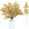 Gold glitter artificial berry stems for Christmas and New Year home decoration floral arrangements - Gold 36-Piece Set