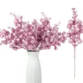 Pink glitter artificial berry branches, sparkling holiday floral decoration for Christmas and home. - Pink 36-Piece Set
