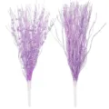 Deux tiges à paillettes violettes avec boules pour sapin de Noël et fête, décor 43 cm - Lot de 16 Pièces / Violet