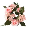 Corona de velas de rosas y hortensias rosadas artificiales para mesa de boda - Rosa