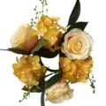 Corona de anillo de vela de rosa y hortensia amarilla para decoración de mesa de boda - Amarillo