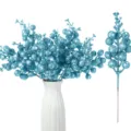 Blue glitter artificial berry branches for Christmas tree decor and home floral arrangement - Light Blue 36-Piece Set