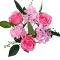 Corona de anillo de vela de rosa y hortensia artificial para decoración mesa de boda - Rosa oscuro