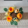 Corona de velas de rosas artificiales naranjas para decoración de mesa de bodas - Guirnalda Naranja Austin