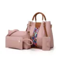 Elegante 4-delige dameshandtassenset met een roze emmertas en bijpassende zakjes - 4-delige set / Roze