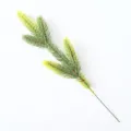 Close-up detail of realistic artificial green pine branch with yellow tips for DIY wreaths - 1 Piece / Single Dual Tone Red Core 5-Leaf Pine Branch