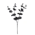 Realistic black artificial eucalyptus branch with 4 forks for Halloween home decor. - Black