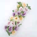 Rangée de fleurs de mariage artificielles, guirlande de roses roses et violettes pour déco. - H8