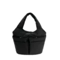 Grande borsa tote in nylon nero con tasche multiple per uso quotidiano o borsa da mamma. - Taglia M / Nero